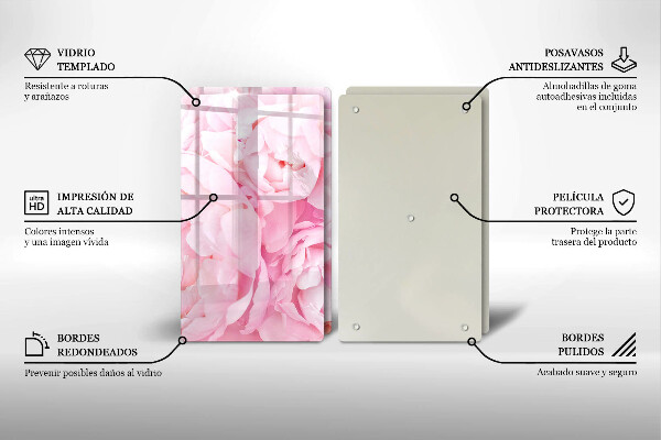 Placă sticla protectie aragaz Bujori delicati