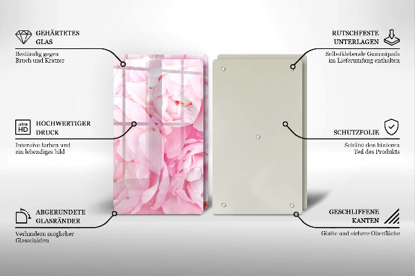 Placă sticla protectie aragaz Bujori delicati