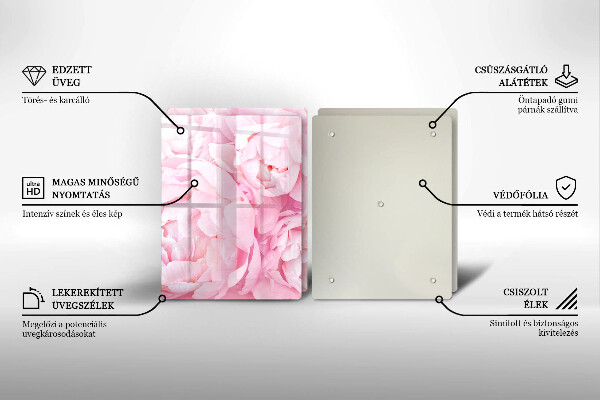 Placă sticla protectie aragaz Bujori delicati