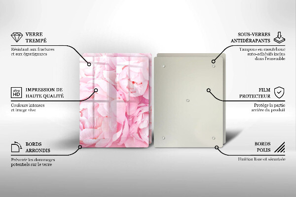 Placă sticla protectie aragaz Bujori delicati