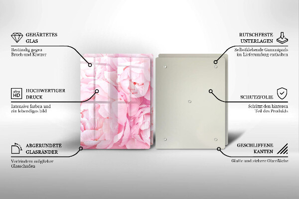 Placă sticla protectie aragaz Bujori delicati