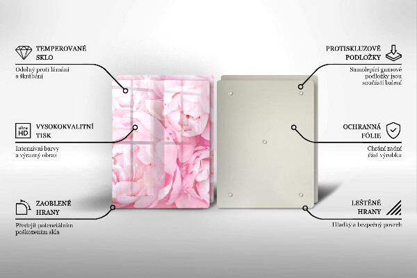 Placă sticla protectie aragaz Bujori delicati