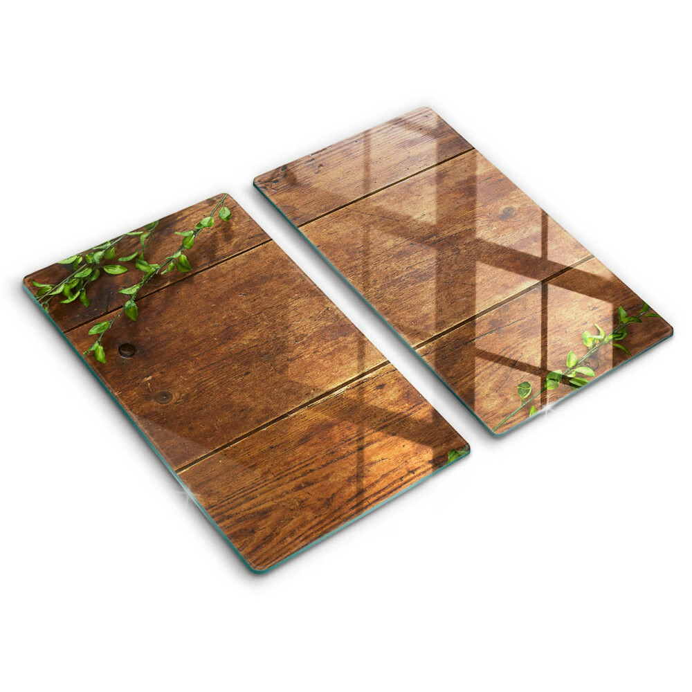 Placă sticla protectie aragaz Scânduri și frunze de lemn