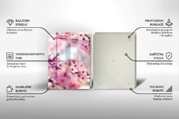 Placă sticla protectie aragaz Natură flori de măr