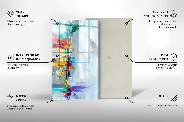 Placă din sticla protectie perete Abstracție pictată