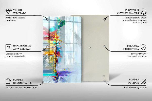 Placă din sticla protectie perete Abstracție pictată