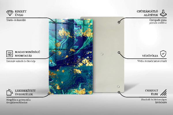 Placă din sticla protectie perete Abstracție cu aur