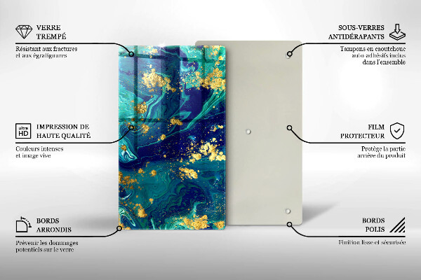 Placă din sticla protectie perete Abstracție cu aur