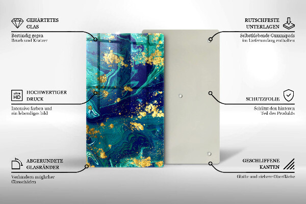 Placă din sticla protectie perete Abstracție cu aur