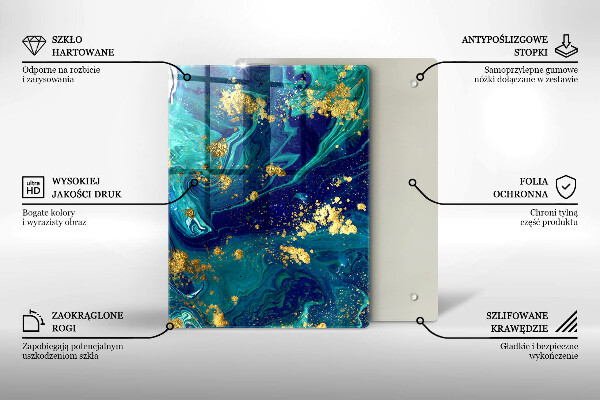 Placă din sticla protectie perete Abstracție cu aur