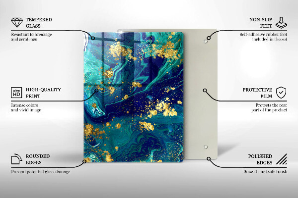 Placă din sticla protectie perete Abstracție cu aur