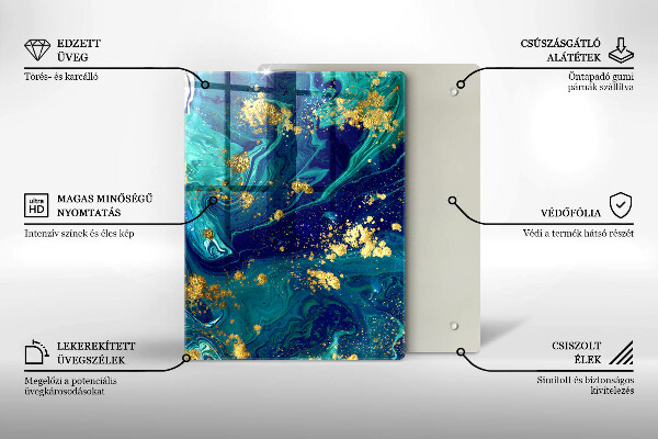 Placă din sticla protectie perete Abstracție cu aur