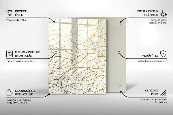 Placă din sticla protectie perete Model de frunze în linie