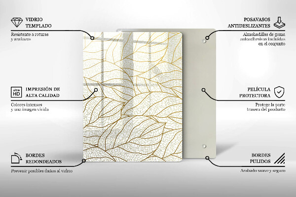 Placă din sticla protectie perete Model de frunze în linie