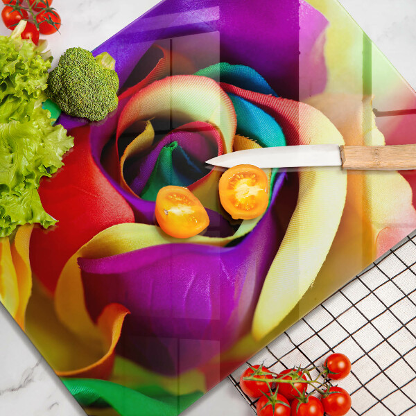 Placă din sticla protectie perete Petale de trandafiri colorate