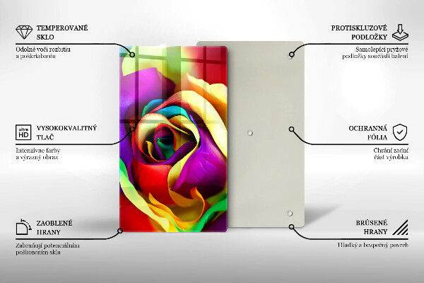 Placă din sticla protectie perete Petale de trandafiri colorate