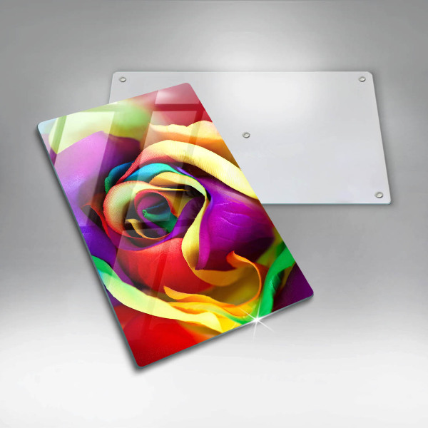 Placă din sticla protectie perete Petale de trandafiri colorate