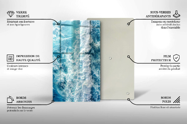 Placă din sticla protectie perete Valuri de apă de mare