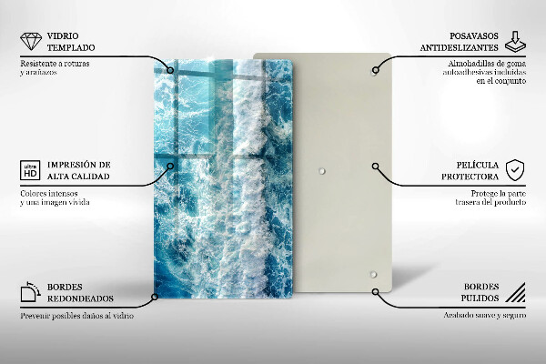 Placă din sticla protectie perete Valuri de apă de mare