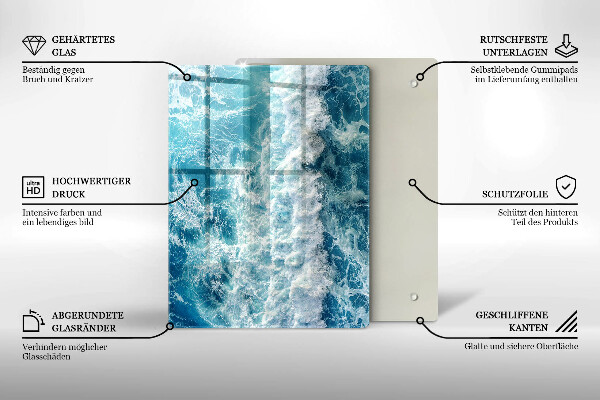 Placă din sticla protectie perete Valuri de apă de mare