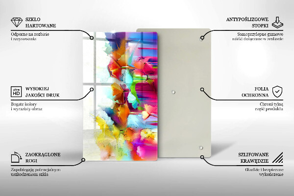 Placă din sticla protectie perete Flori pictate