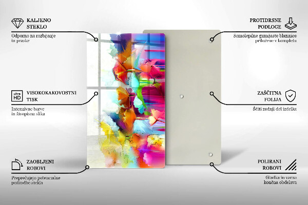 Placă din sticla protectie perete Flori pictate