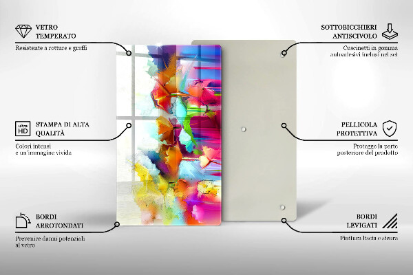 Placă din sticla protectie perete Flori pictate