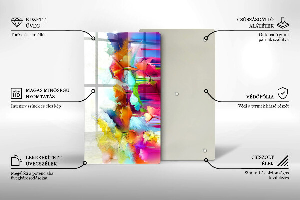 Placă din sticla protectie perete Flori pictate