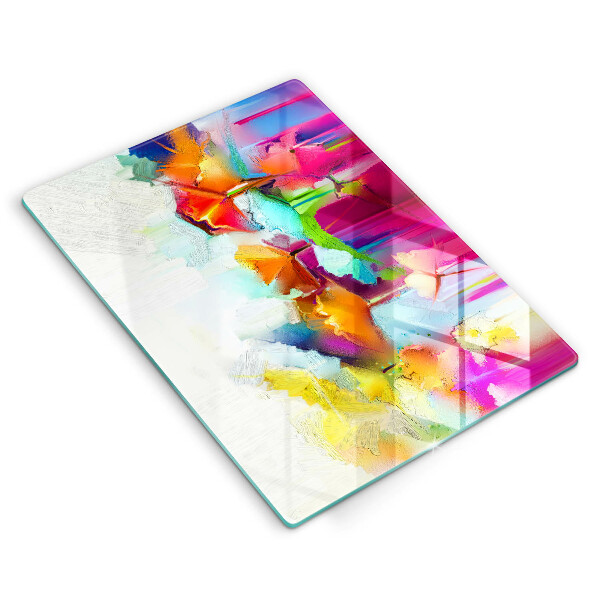 Placă din sticla protectie perete Flori pictate