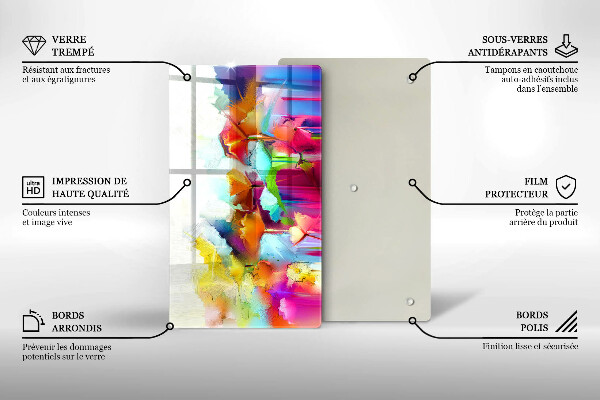 Placă din sticla protectie perete Flori pictate