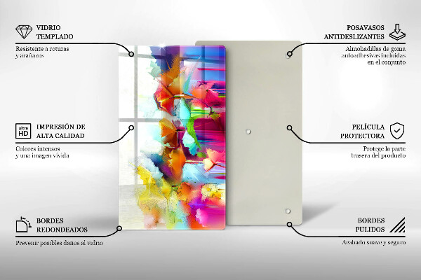 Placă din sticla protectie perete Flori pictate