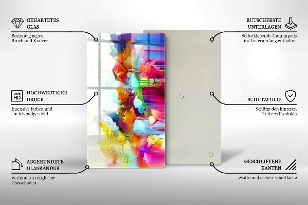 Placă din sticla protectie perete Flori pictate