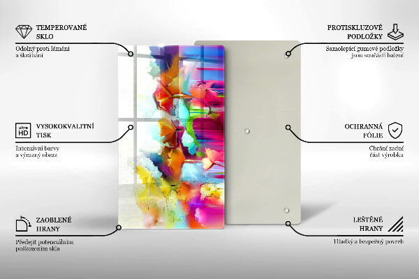 Placă din sticla protectie perete Flori pictate