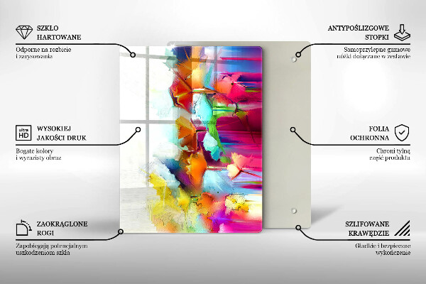 Placă din sticla protectie perete Flori pictate