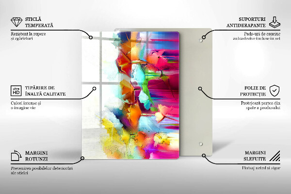 Placă din sticla protectie perete Flori pictate