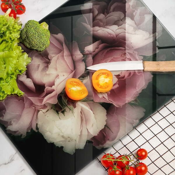 Placă din sticla protectie perete Flori de bujor