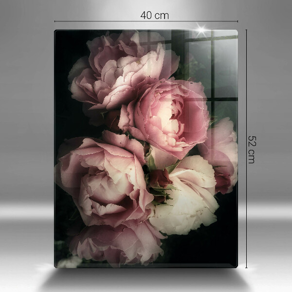 Placă din sticla protectie perete Flori de bujor