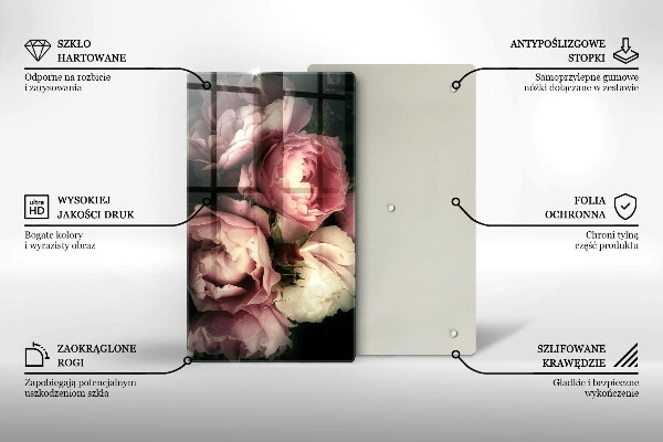 Placă din sticla protectie perete Flori de bujor