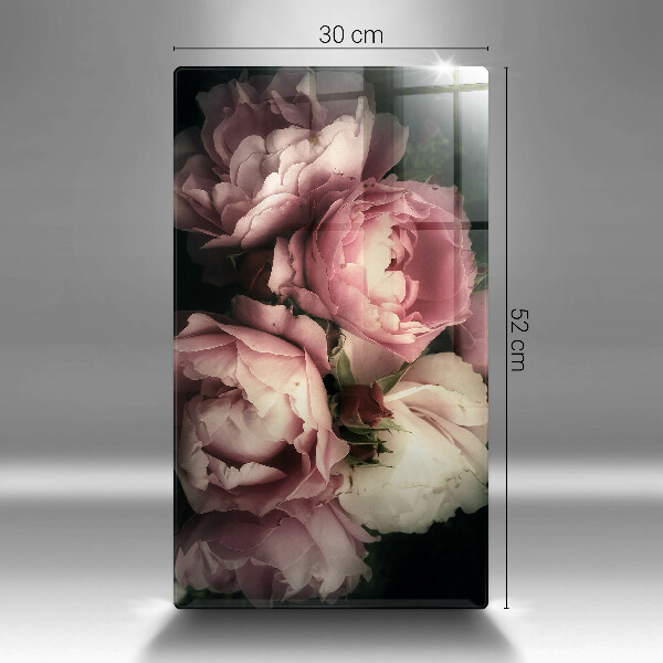 Placă din sticla protectie perete Flori de bujor