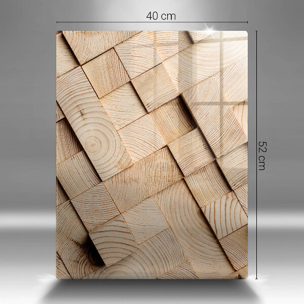 Placă din sticla protectie perete Pătrate de lemn