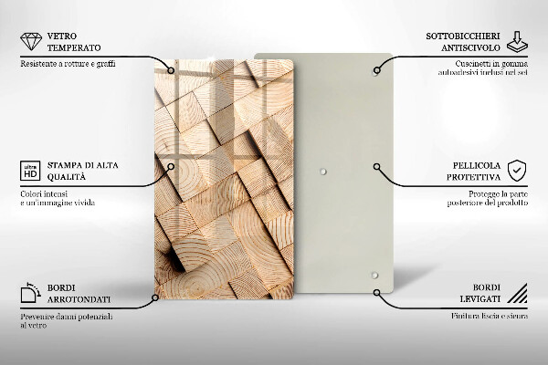 Placă din sticla protectie perete Pătrate de lemn