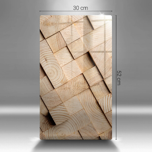 Placă din sticla protectie perete Pătrate de lemn