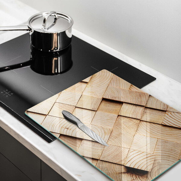 Placă din sticla protectie perete Pătrate de lemn