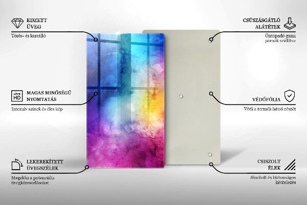 Placă din sticla protectie perete Stropi de acuarelă curcubeu