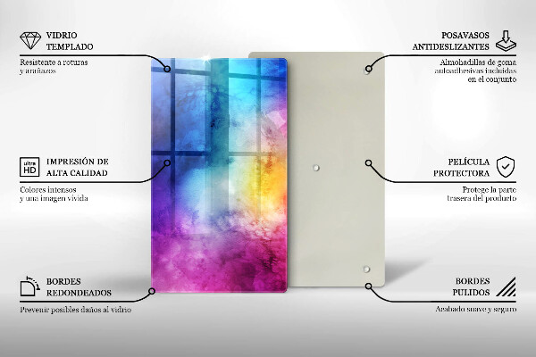 Placă din sticla protectie perete Stropi de acuarelă curcubeu