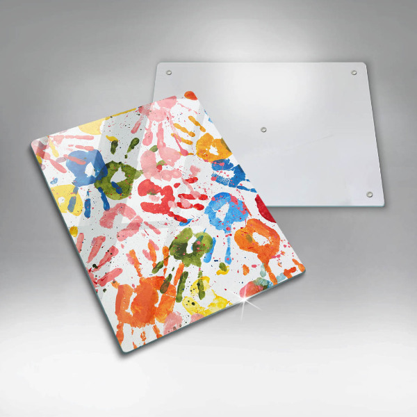 Placă din sticla protectie perete Urme de mâini ale copiilor