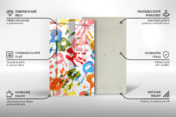 Placă din sticla protectie perete Urme de mâini ale copiilor