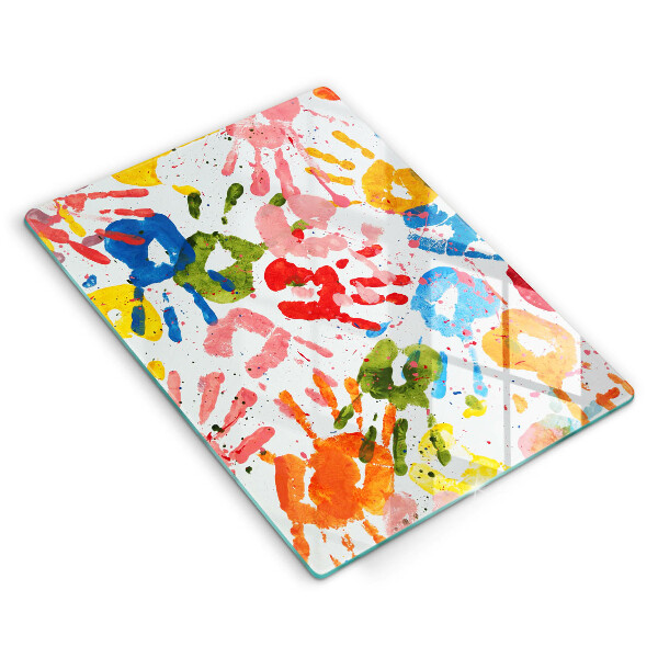 Placă din sticla protectie perete Urme de mâini ale copiilor