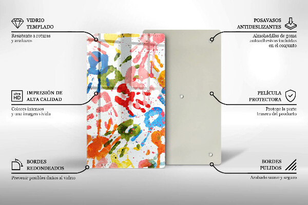 Placă din sticla protectie perete Urme de mâini ale copiilor