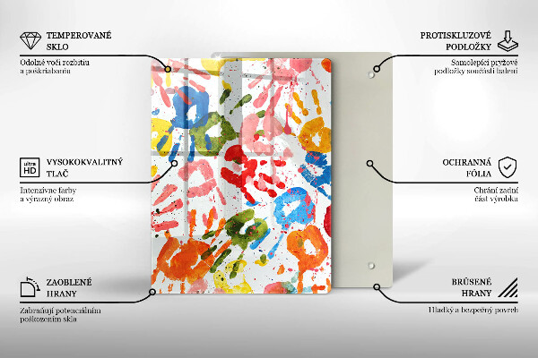 Placă din sticla protectie perete Urme de mâini ale copiilor